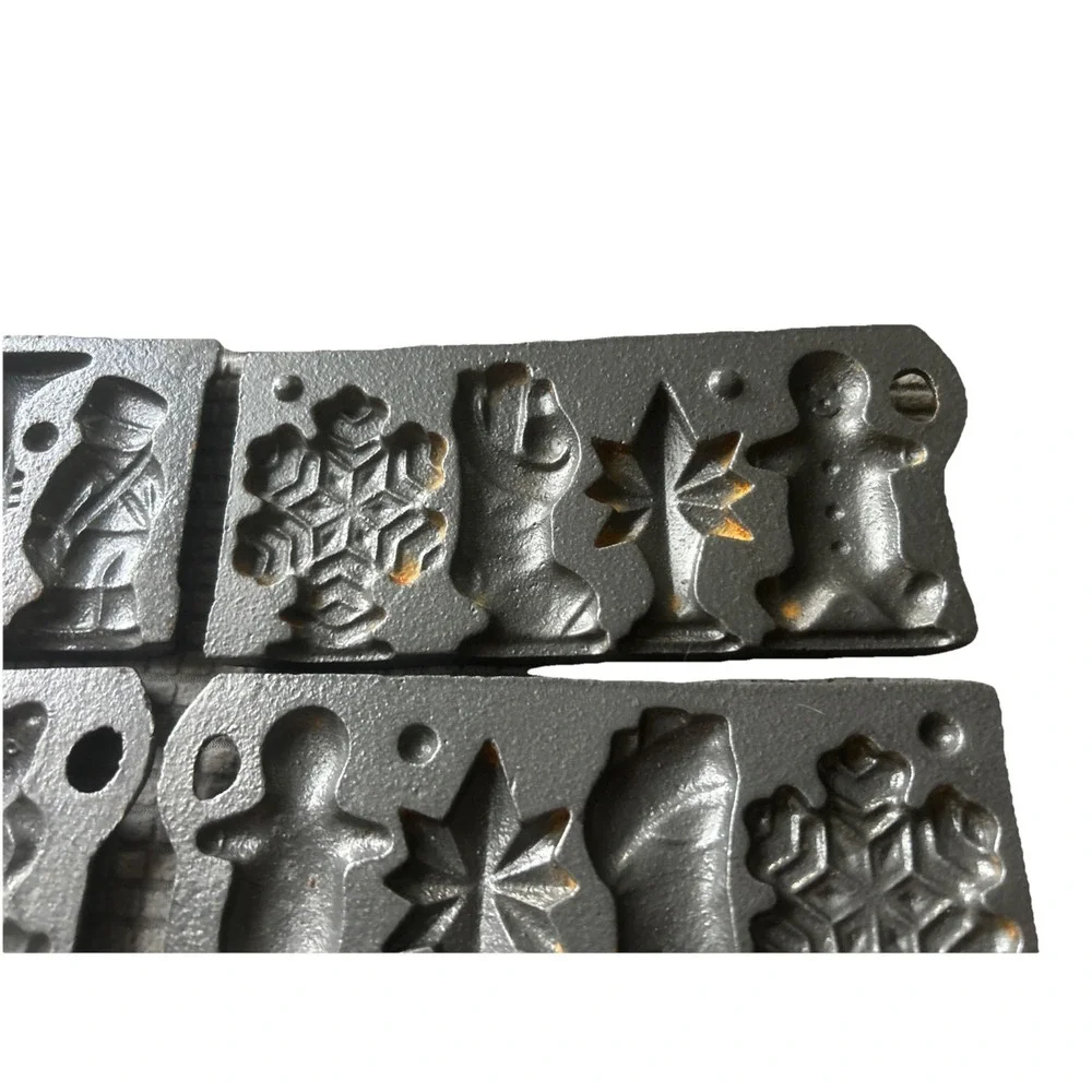 John Wright Cast Iron Candy Mold Christmas Gingerbreas Snowflake Drummer Boy